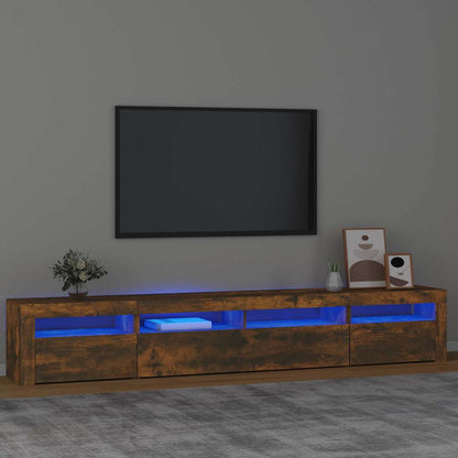Mobile Porta TV con Luci LED Rovere Fumo 240x35x40 cm