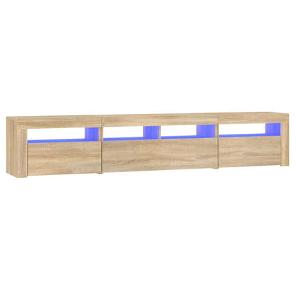 Mobile Porta TV con Luci LED Rovere Sonoma 210x35x40 cm