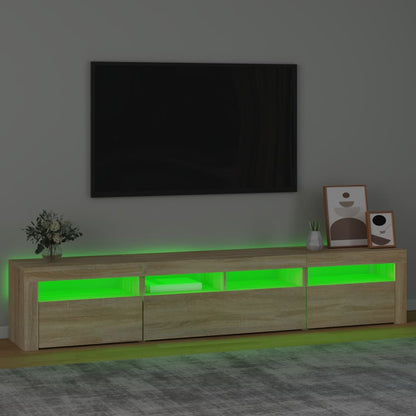 Mobile Porta TV con Luci LED Rovere Sonoma 210x35x40 cm