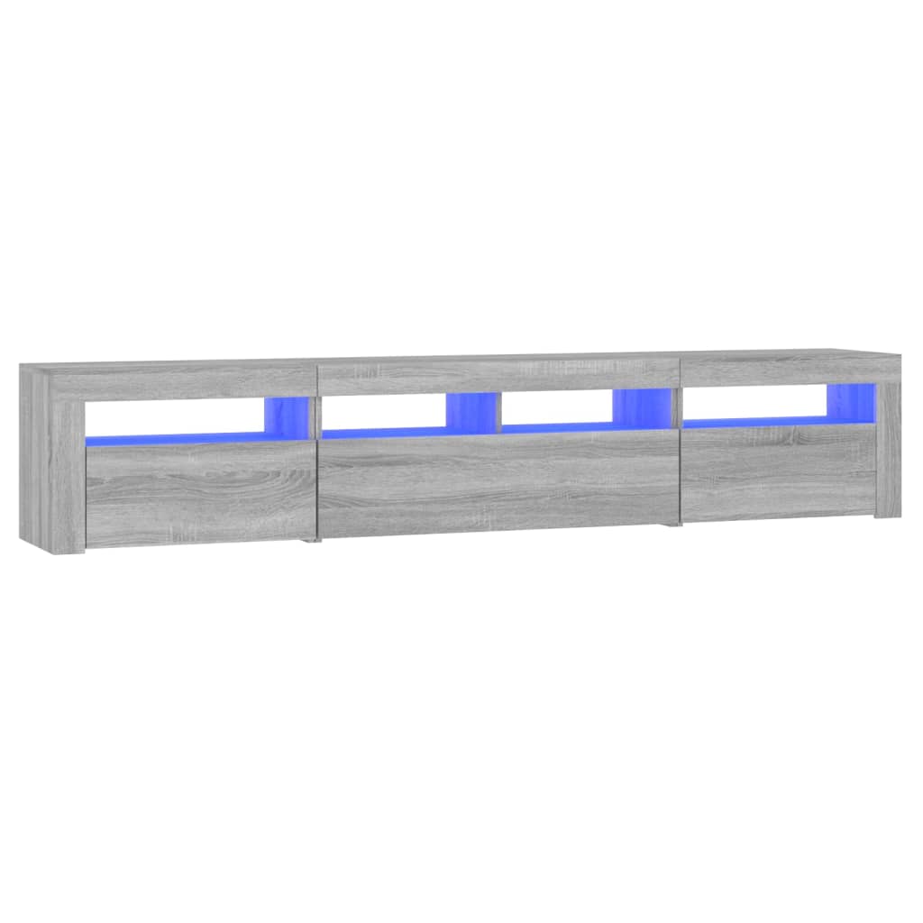 Mobile Porta TV con Luci LED Grigio Sonoma 210x35x40 cm