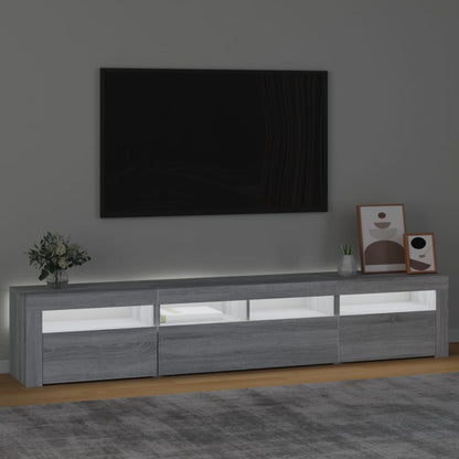Mobile Porta TV con Luci LED Grigio Sonoma 210x35x40 cm