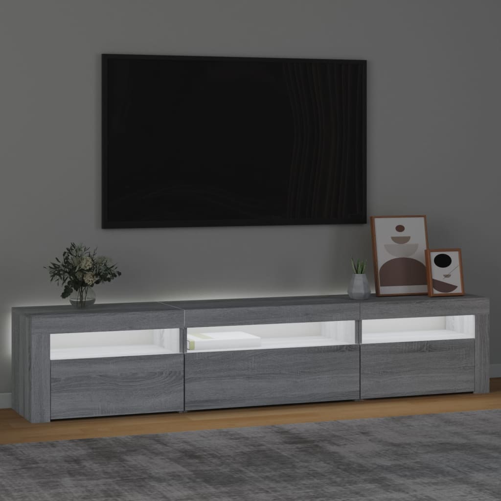 Mobile Porta TV con Luci LED Grigio Sonoma 195x35x40 cm