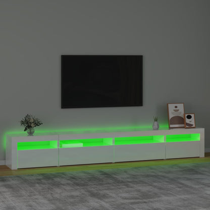 Mobile Porta TV con Luci LED Bianco Lucido 270x35x40 cm