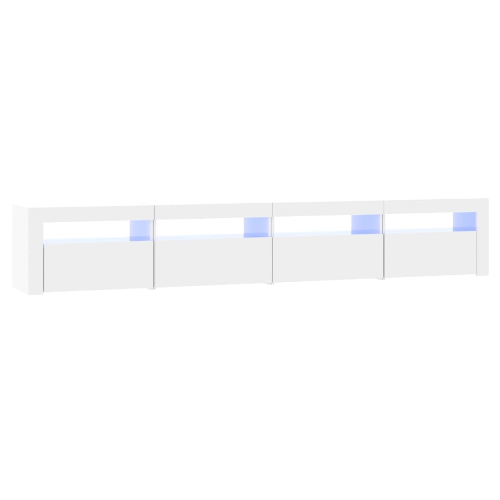 Mobile Porta TV con Luci LED Bianco Lucido 240x35x40 cm