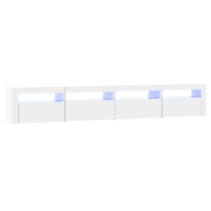 Mobile Porta TV con Luci LED Bianco Lucido 240x35x40 cm