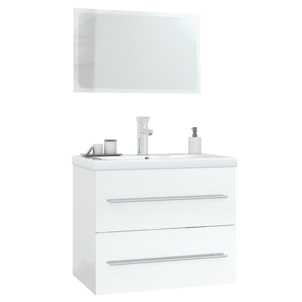 Set Mobili da Bagno 3 pz Bianco Lucido