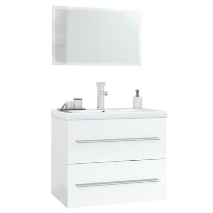 Set Mobili da Bagno 3 pz Bianco Lucido
