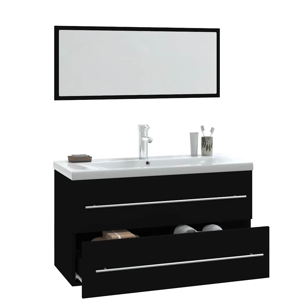 Set Mobili da Bagno 3 pz Nero