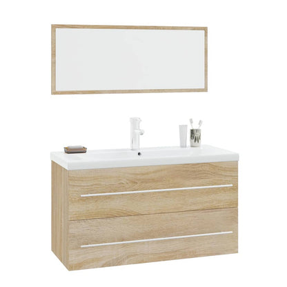 Set Mobili da Bagno 3 pz Rovere Sonoma