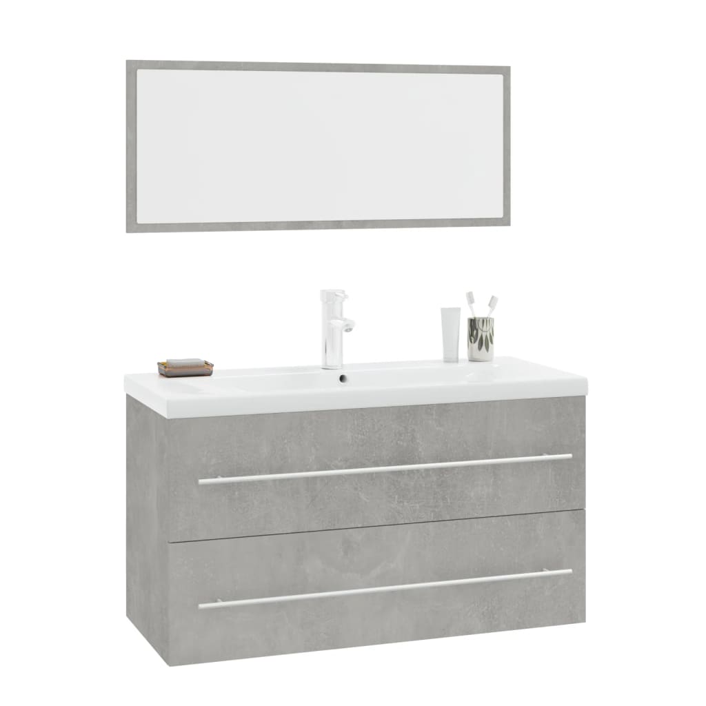 Set Mobili da Bagno 3 pz Grigio Cemento