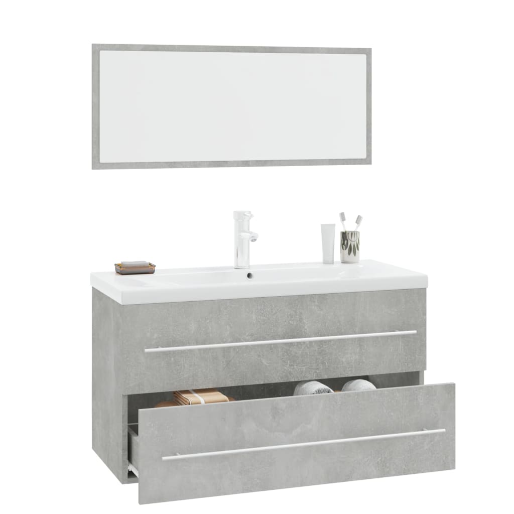 Set Mobili da Bagno 3 pz Grigio Cemento