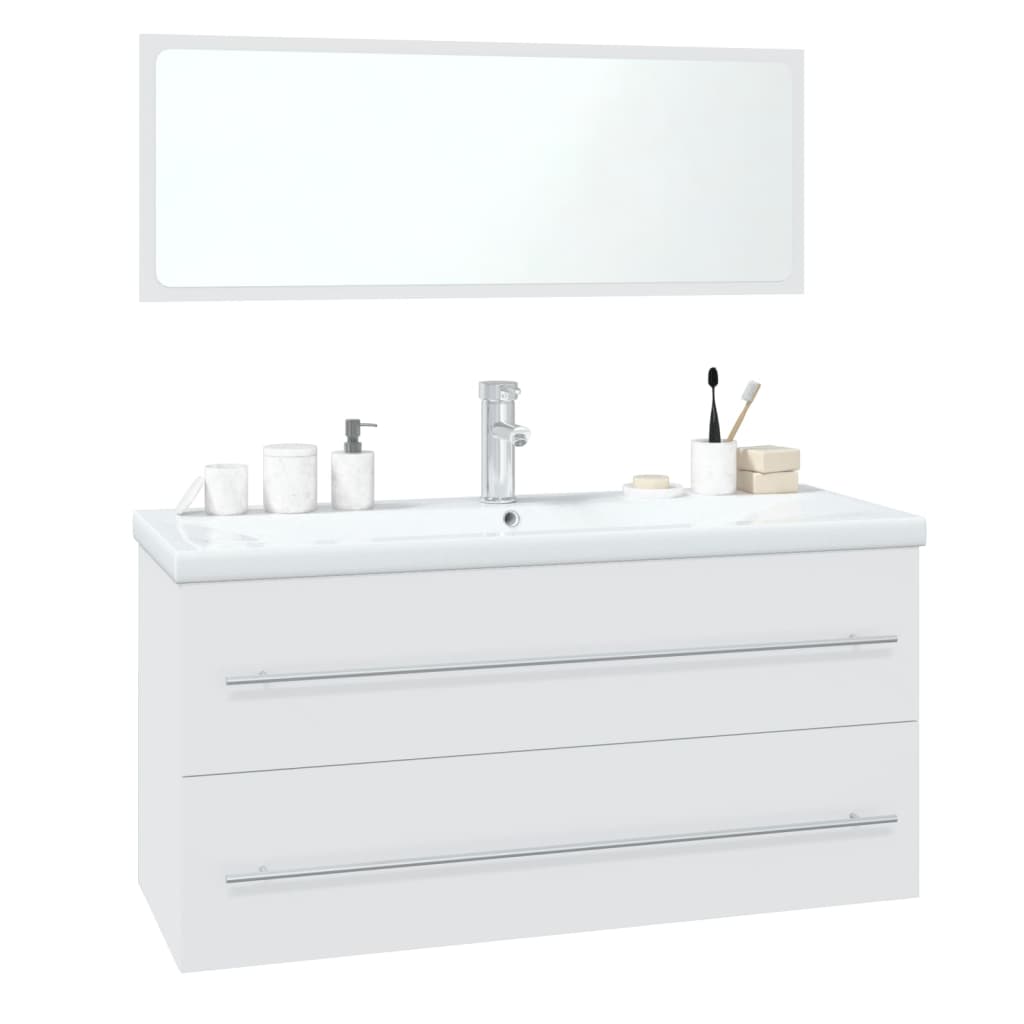 Set Mobili da Bagno Bianco in Legno Multistrato