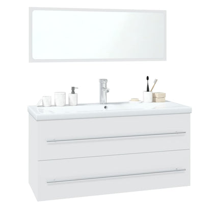 Set Mobili da Bagno Bianco in Legno Multistrato