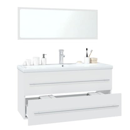 Set Mobili da Bagno Bianco in Legno Multistrato
