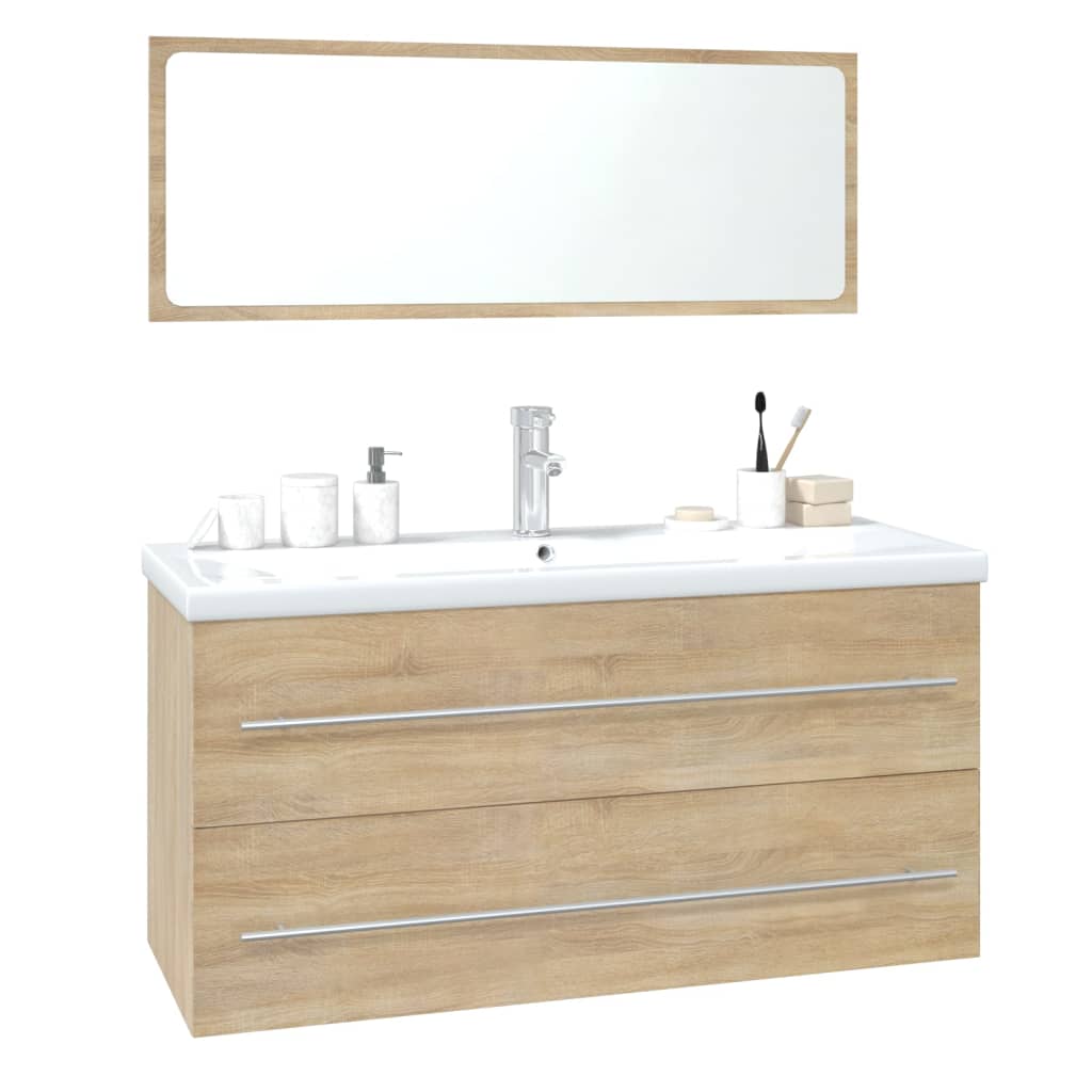 Set Mobili da Bagno Rovere Sonoma in Legno Multistrato