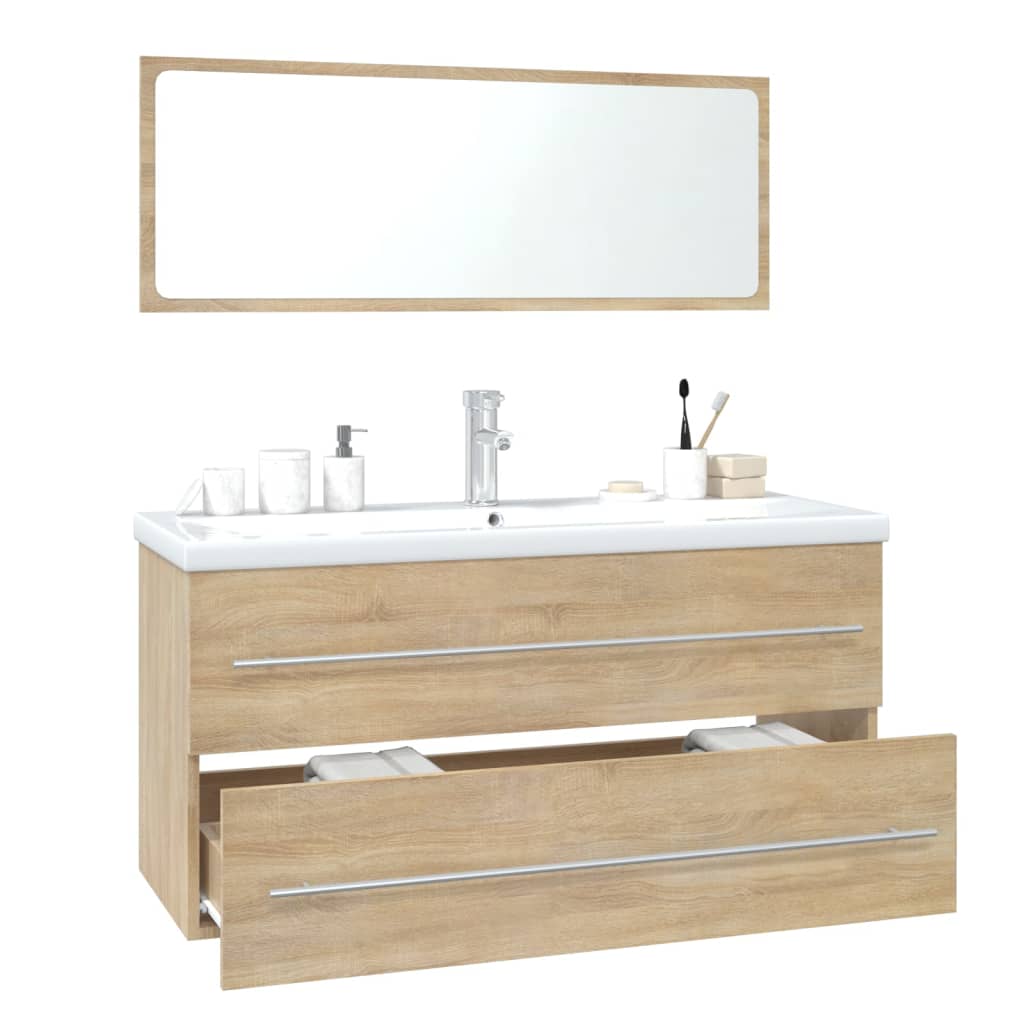 Set Mobili da Bagno Rovere Sonoma in Legno Multistrato