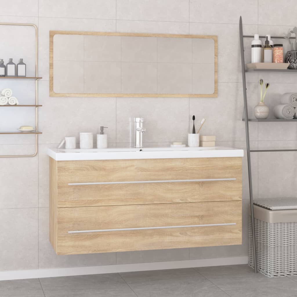 Set Mobili da Bagno Rovere Sonoma in Legno Multistrato
