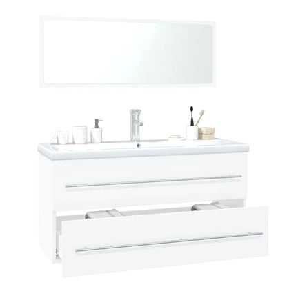 Set Mobili da Bagno Bianco Lucido in Legno Multistrato