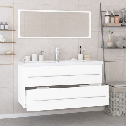 Set Mobili da Bagno Bianco Lucido in Legno Multistrato