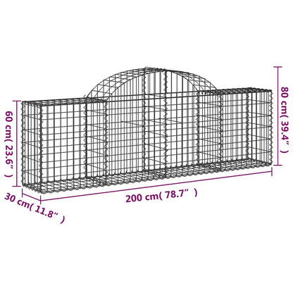 Cesto Gabbione ad Arco 200x30x60/80 cm Ferro Zincato