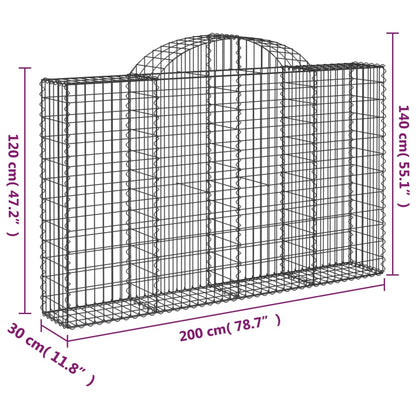Cesto Gabbione ad Arco 200x30x120/140 cm Ferro Zincato