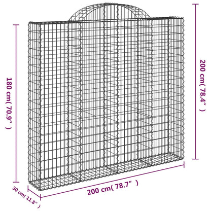Cesto Gabbione ad Arco 200x30x180/200 cm Ferro Zincato
