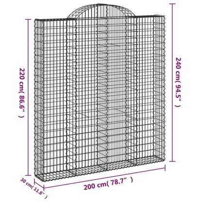 Cesto Gabbione ad Arco 200x30x220/240 cm Ferro Zincato