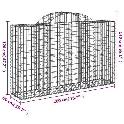 Cesto Gabbione ad Arco 200x50x120/140 cm Ferro Zincato