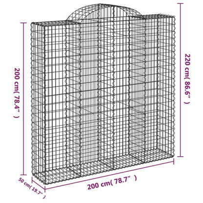 Cesto Gabbione ad Arco 200x50x200/220 cm Ferro Zincato