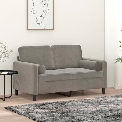 Divano a 2 Posti con Cuscini Grigio Chiaro 120 cm in Velluto
