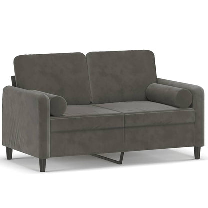 Divano a 2 Posti con Cuscini Grigio Scuro 120 cm in Velluto