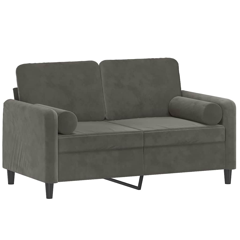 Divano a 2 Posti con Cuscini Grigio Scuro 120 cm in Velluto
