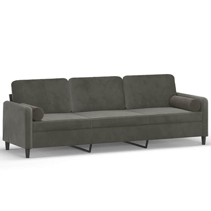 Divano a 3 Posti con Cuscini Grigio Scuro 210 cm in Velluto