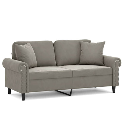 Divano a 2 Posti con Cuscini Grigio Chiaro 140 cm in Velluto