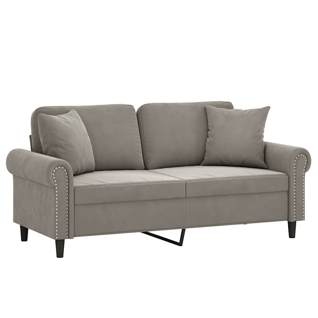 Divano a 2 Posti con Cuscini Grigio Chiaro 140 cm in Velluto
