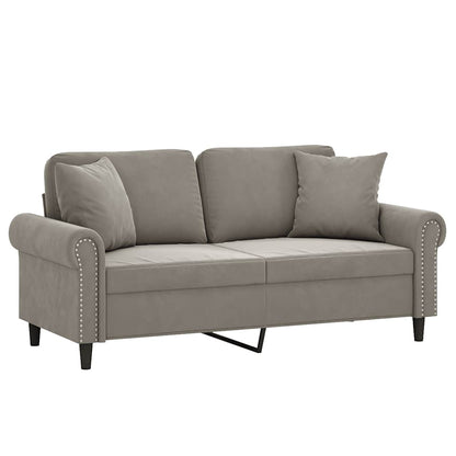 Divano a 2 Posti con Cuscini Grigio Chiaro 140 cm in Velluto