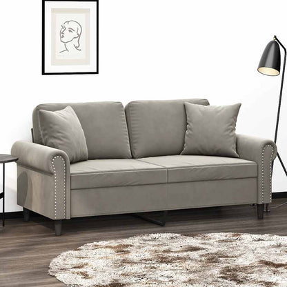 Divano a 2 Posti con Cuscini Grigio Chiaro 140 cm in Velluto