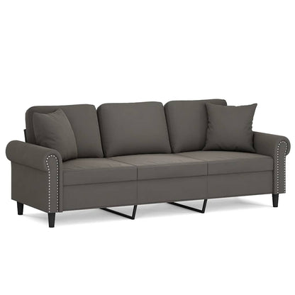 Divano a 3 Posti con Cuscini Grigio Scuro 180 cm in Velluto