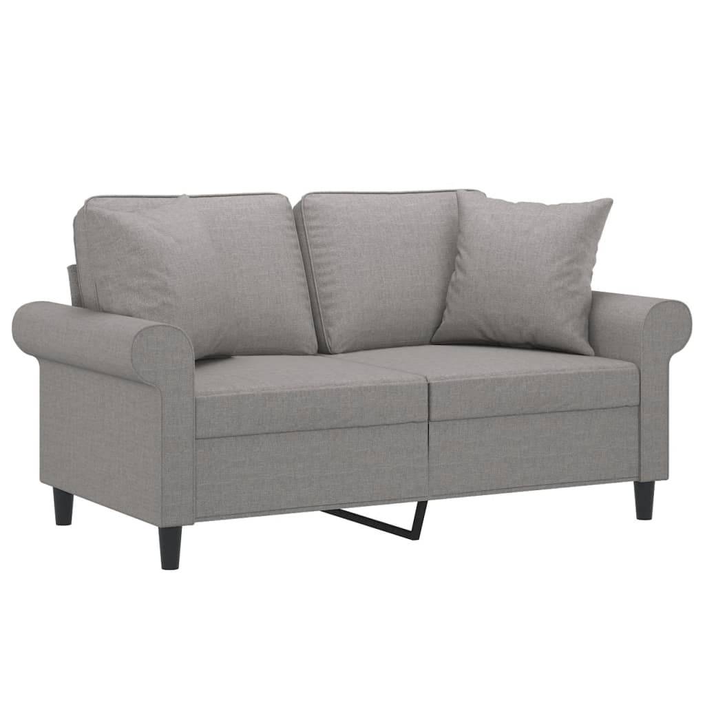 Divano a 2 Posti con Cuscini Grigio Chiaro 120 cm in Tessuto
