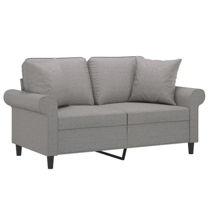 Divano a 2 Posti con Cuscini Grigio Chiaro 120 cm in Tessuto