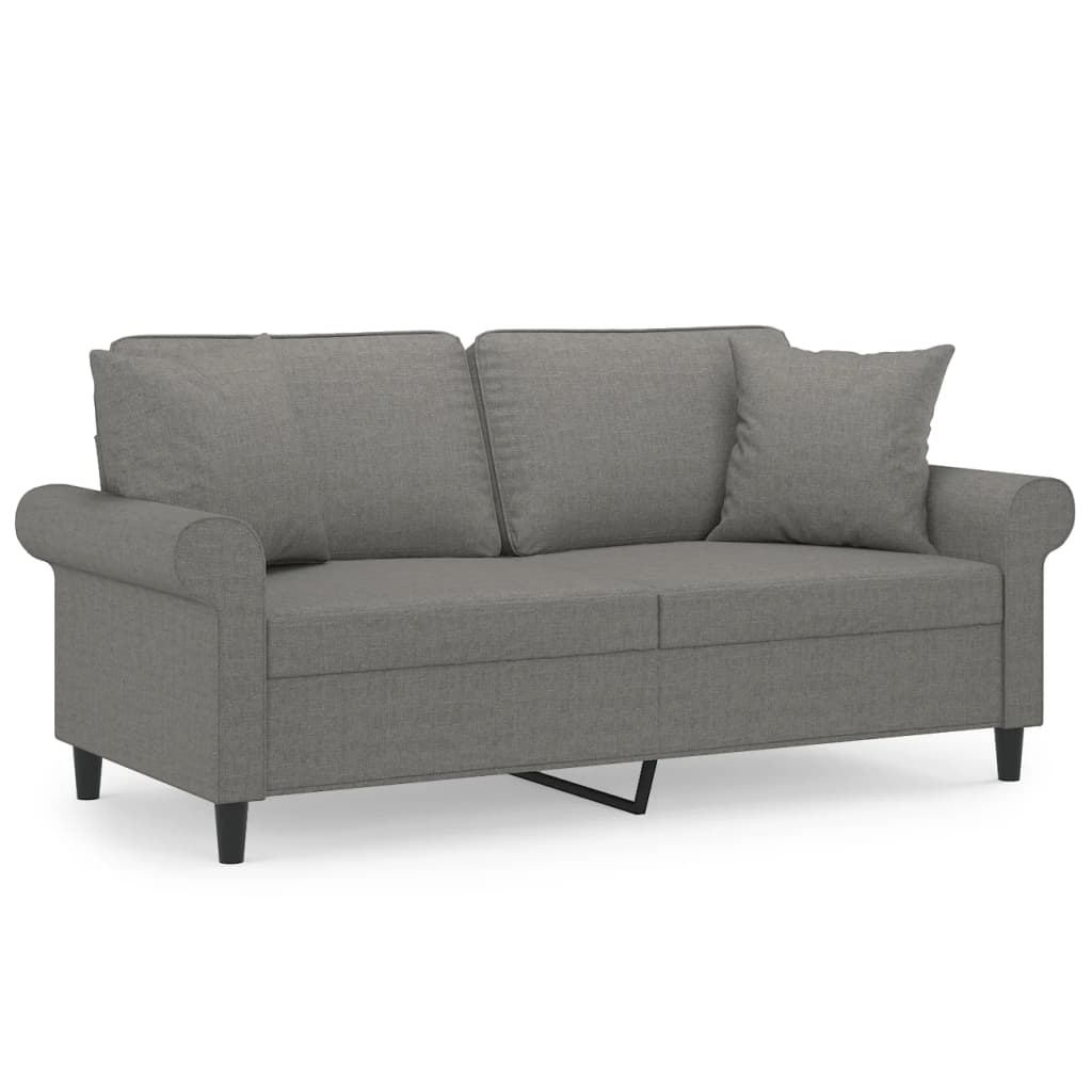 Divano a 2 Posti con Cuscini Grigio Scuro 140 cm in Tessuto
