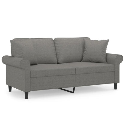 Divano a 2 Posti con Cuscini Grigio Scuro 140 cm in Tessuto