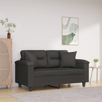 Divano a 2 Posti Cuscini Grigio Scuro 120cm Tessuto Microfibra