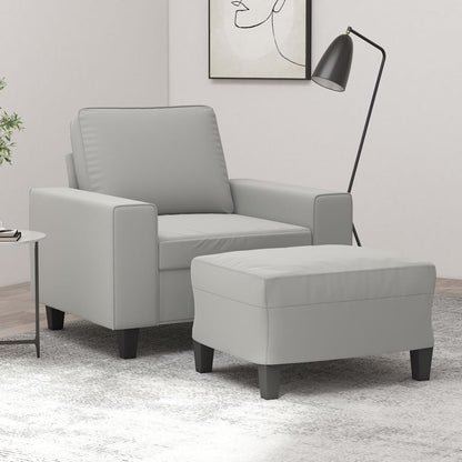 Poltrona con Poggiapiedi Grigio chiaro 60 cm Tessuto Microfibra