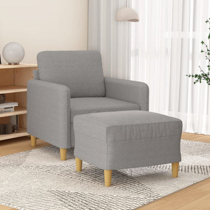Poltrona con Poggiapiedi Grigio Chiaro 60 cm in Tessuto