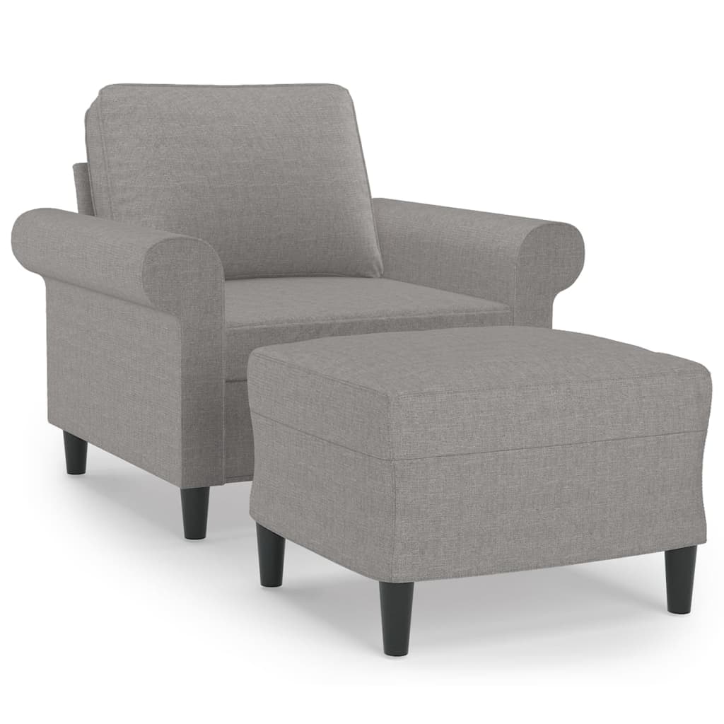 Poltrona con Poggiapiedi Grigio Chiaro 60 cm in Tessuto