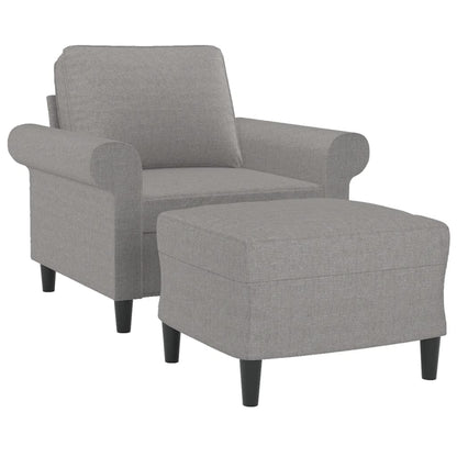 Poltrona con Poggiapiedi Grigio Chiaro 60 cm in Tessuto