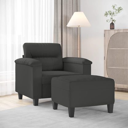 Poltrona con Poggiapiedi Grigio Scuro 60 cm Tessuto Microfibra