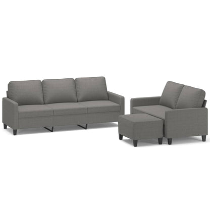 Set di Divani 3 pz con Cuscini Grigio Scuro in Tessuto