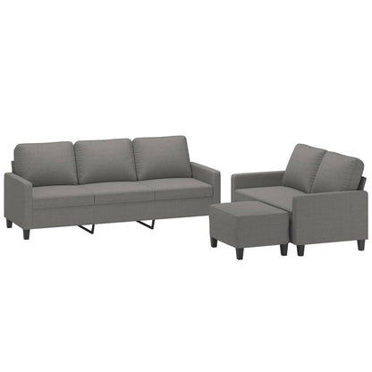 Set di Divani 3 pz con Cuscini Grigio Scuro in Tessuto